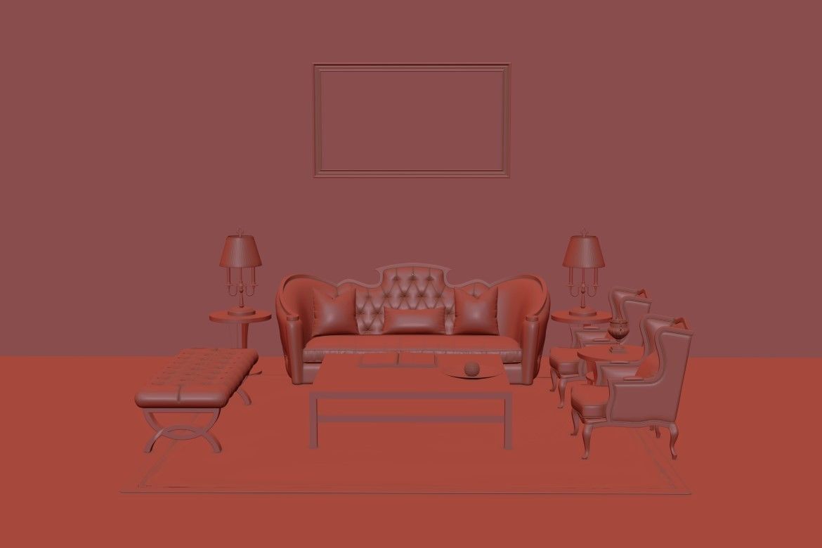 SET Sofa-High poly 3D model -Living Room 3D model_2