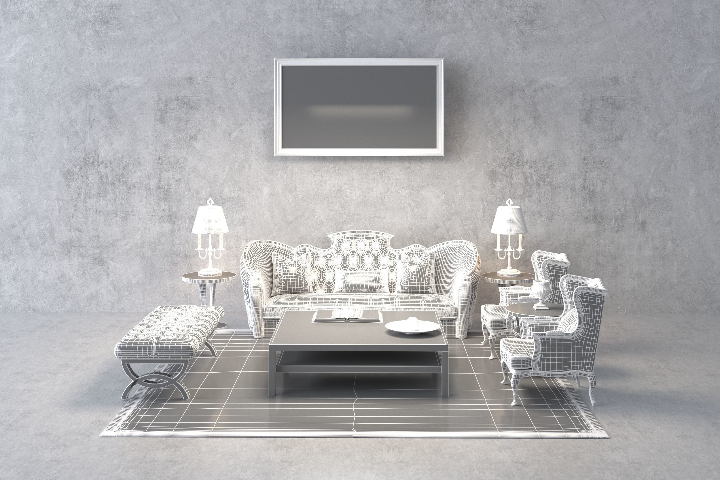 SET Sofa-High poly 3D model -Living Room 3D model_1