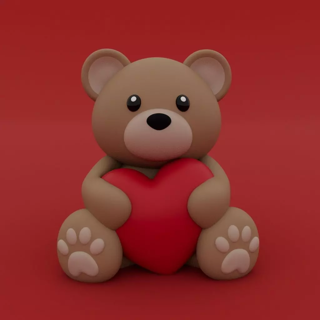 Valentines Special - Teddy Bear with Heart 3D print model_0