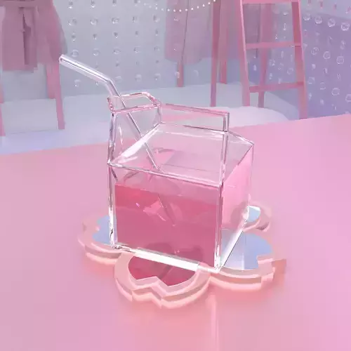 glass milk bottle milk carton glass straw cherry blossom coaster