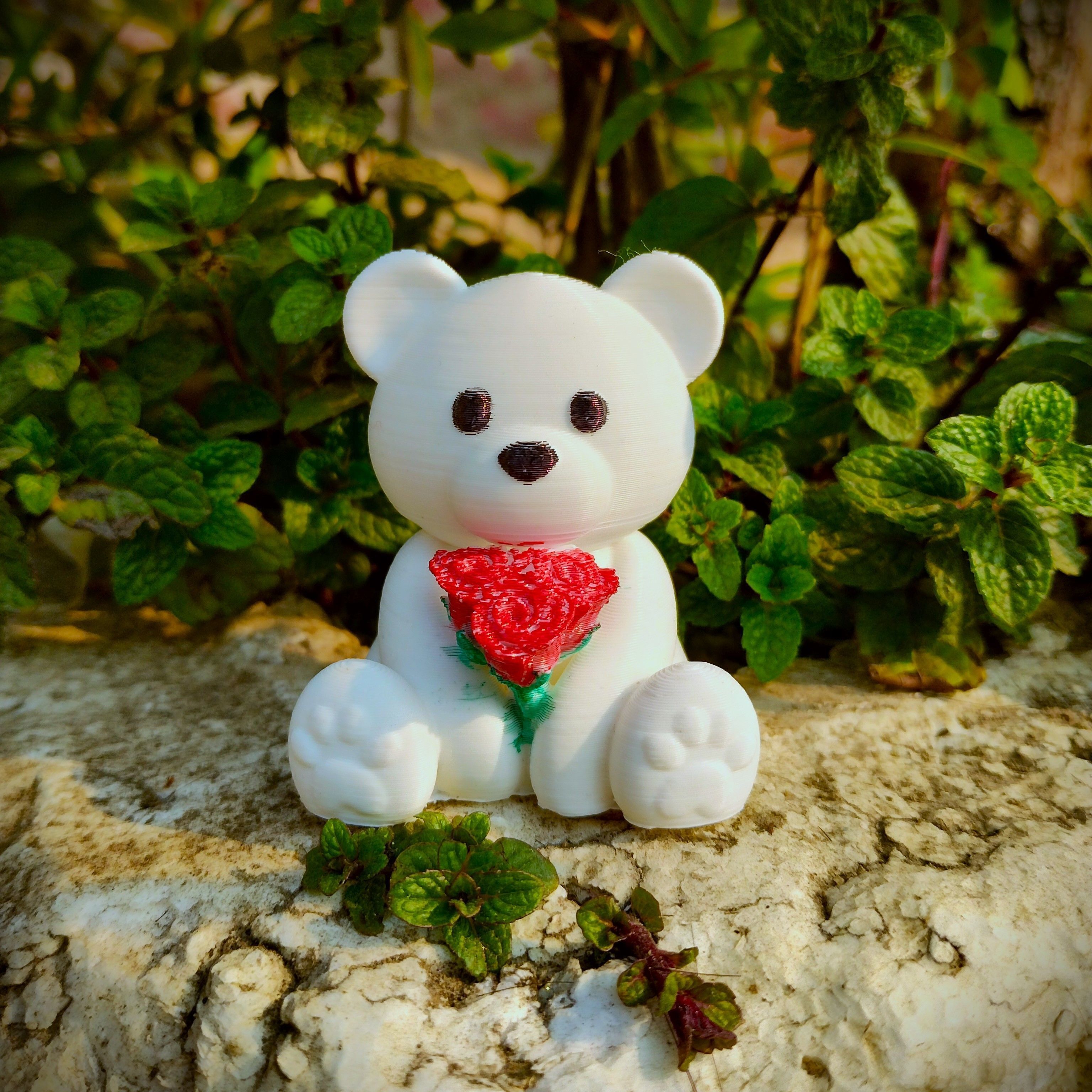 Valentines Special - Teddy Bear with Flowers 3D print model_1