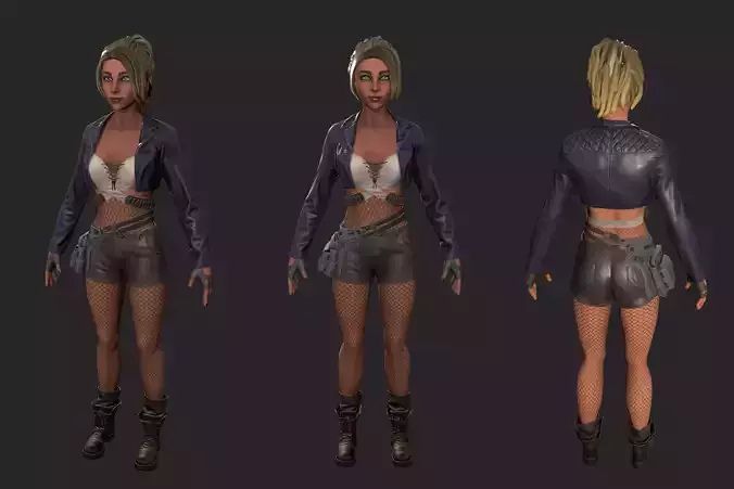 Game ready character Girl with detailed topology for rigging