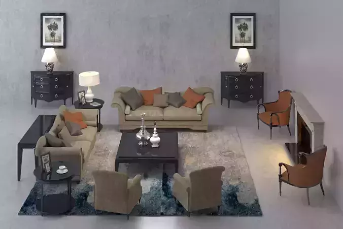 SET Sofa-High poly 3D model 