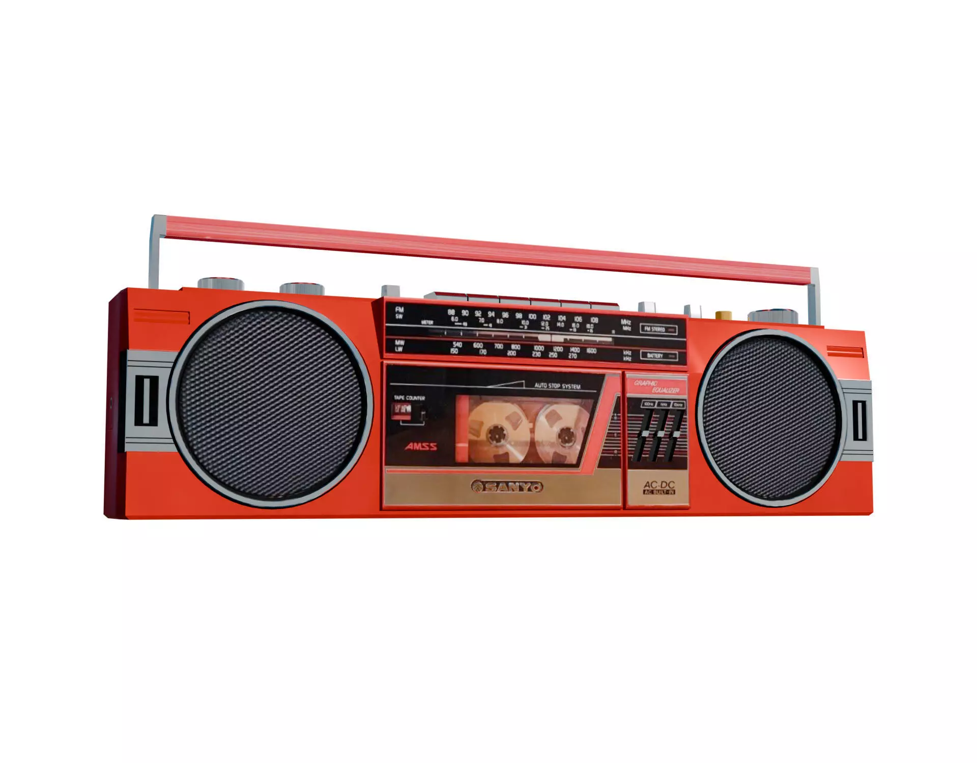 Retro Boom Box Ghetto Blaster 3D model_0
