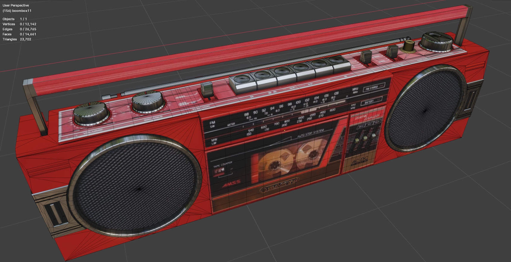 Retro Boom Box Ghetto Blaster 3D model_15