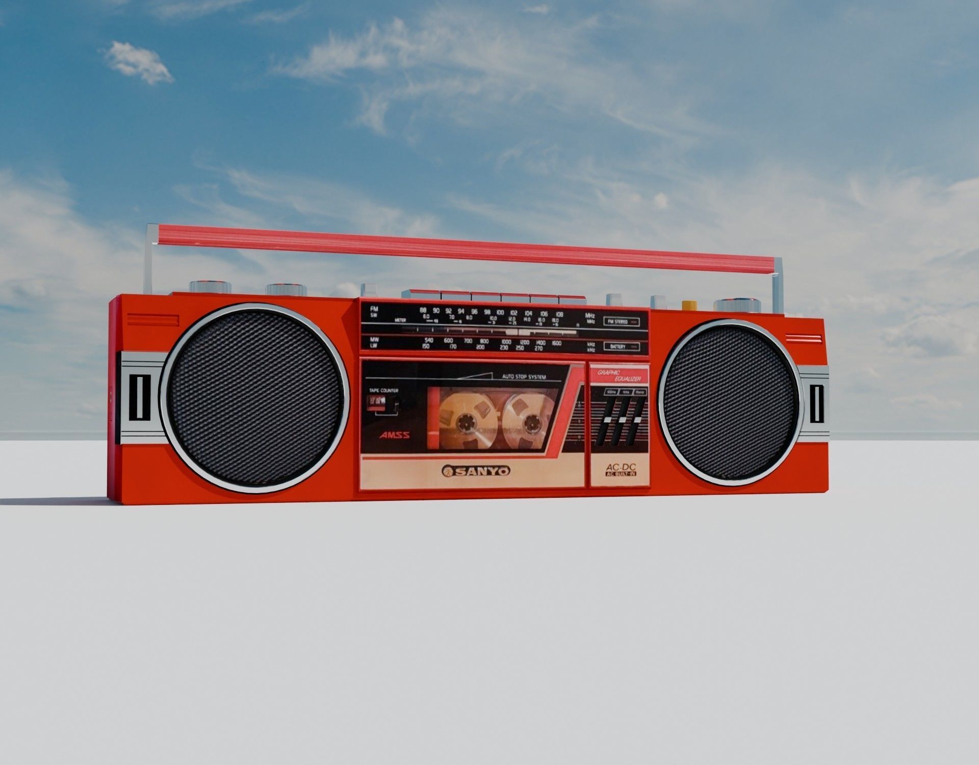 Retro Boom Box Ghetto Blaster 3D model_17