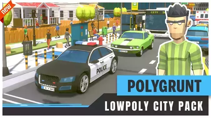 POLYGRUNT - Low Poly City Pack 3D ART Low-poly 3D model