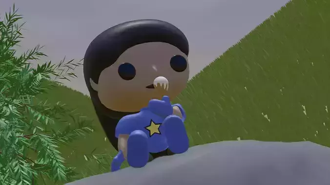 Chibi Character Blue Girl