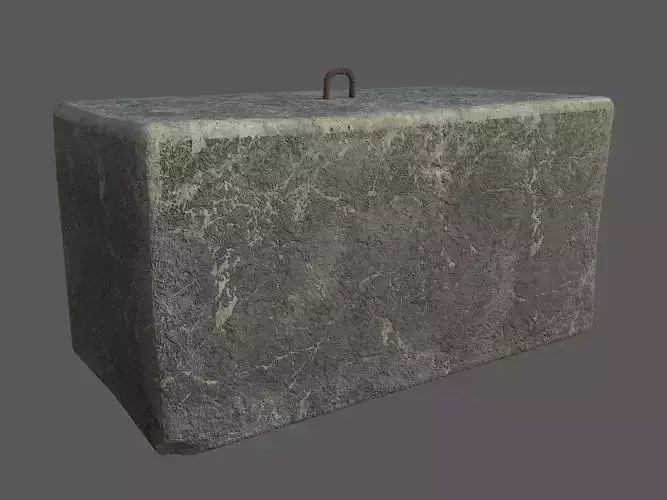 Concrete block 1x2x1 meters Low-poly 3D model