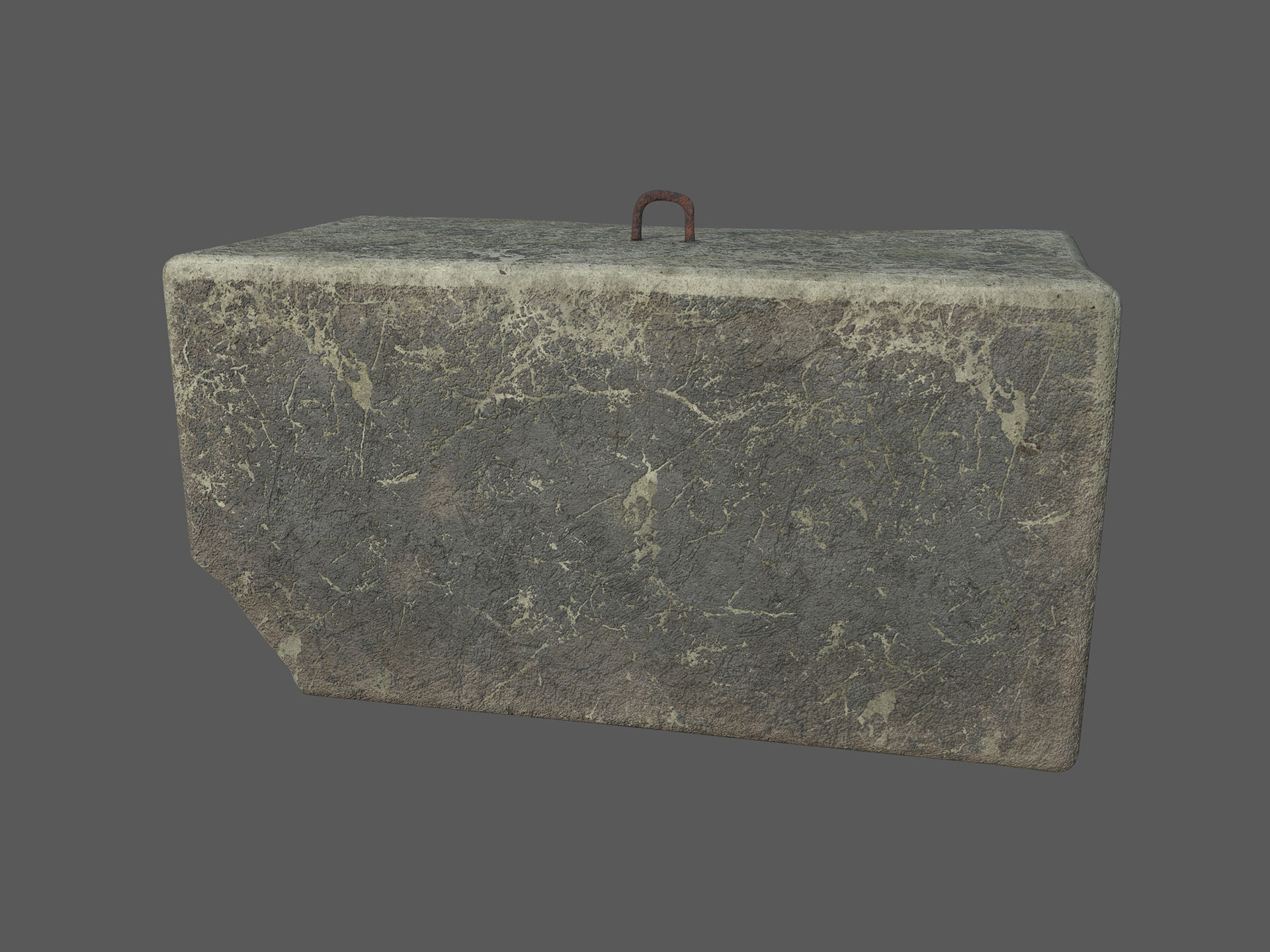 Concrete block 1x2x1 meters Low-poly 3D model_3