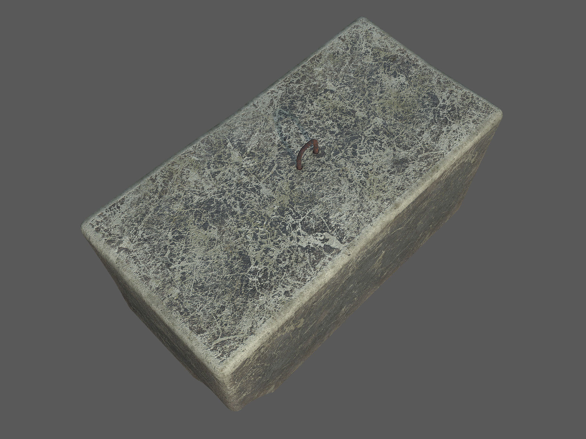Concrete block 1x2x1 meters Low-poly 3D model_4