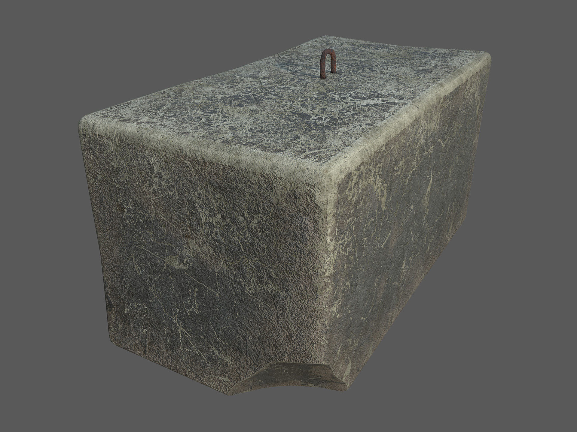 Concrete block 1x2x1 meters Low-poly 3D model_2