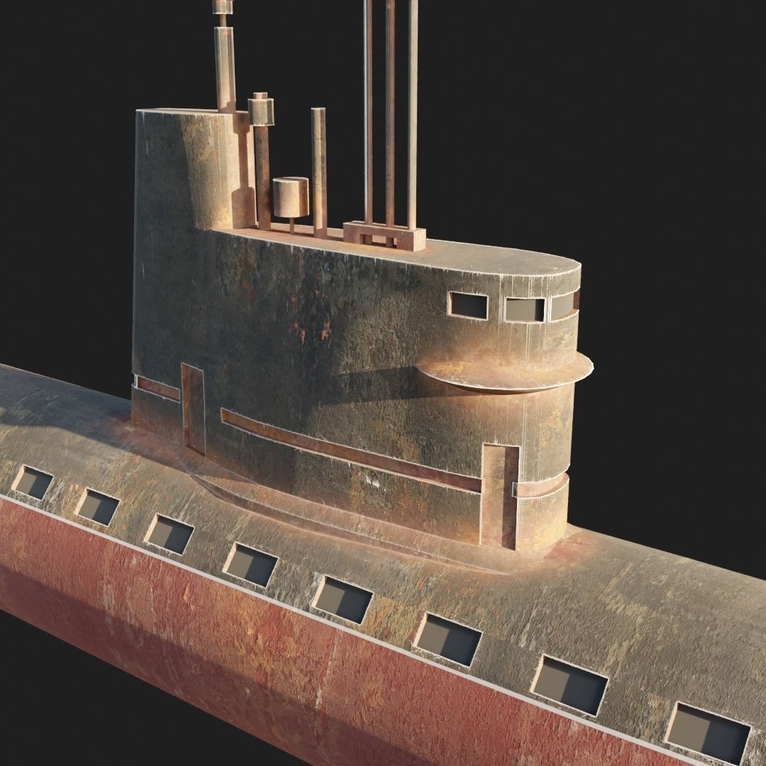 Submarine project 637  Low-poly 3D model_1
