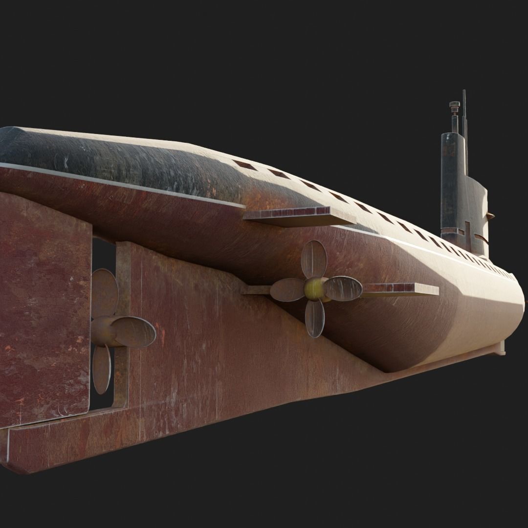 Submarine project 637  Low-poly 3D model_4