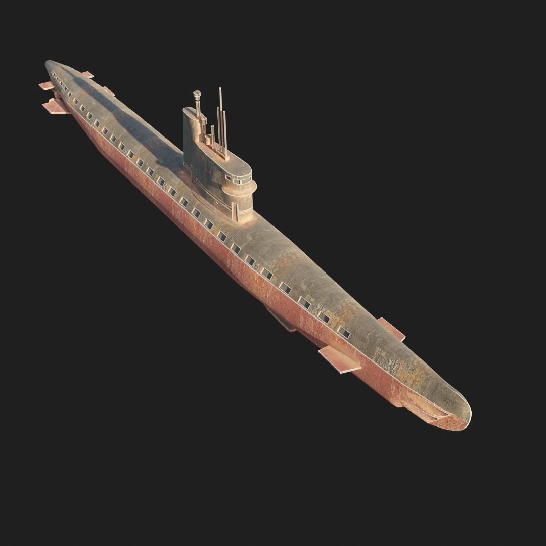 Submarine project 637  Low-poly 3D model_2