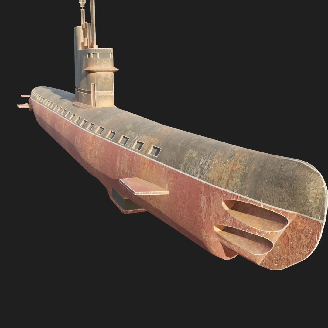 Submarine project 637  Low-poly 3D model_3