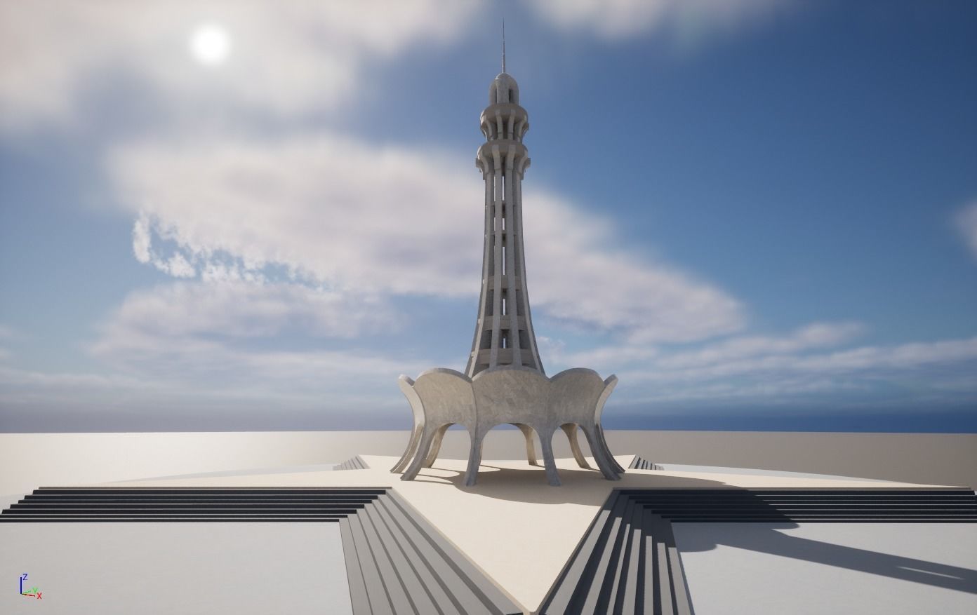 Minar-e-Pakistan Low-poly 3D model_5