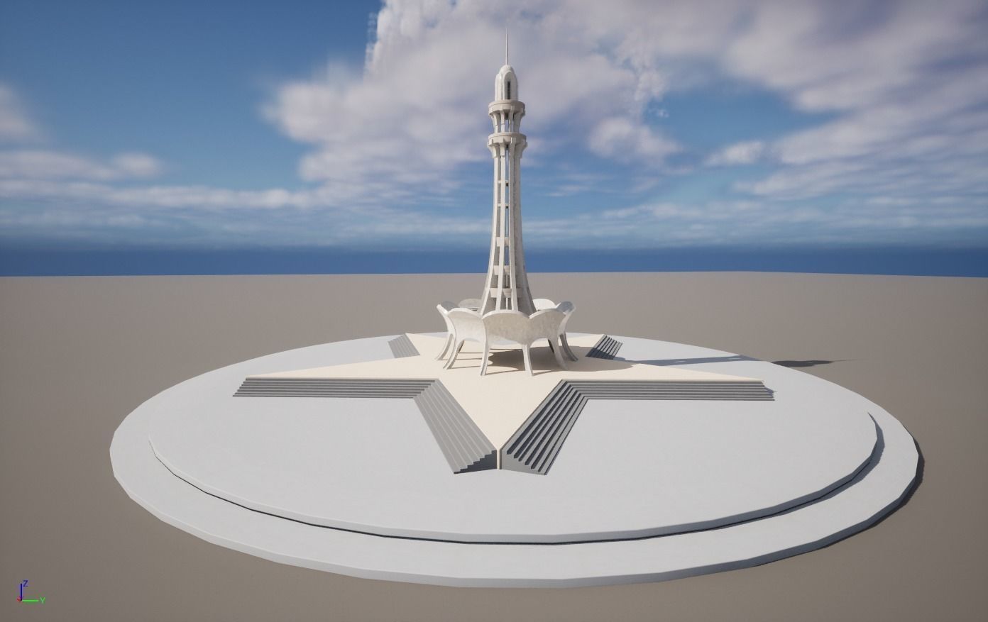 Minar-e-Pakistan Low-poly 3D model_4