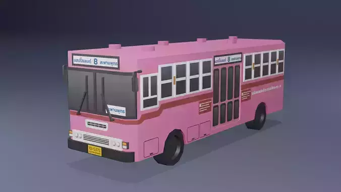  Pink Thai bus Low poly