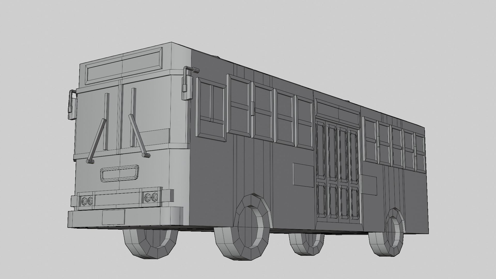  Pink Thai bus Low poly Low-poly 3D model_9