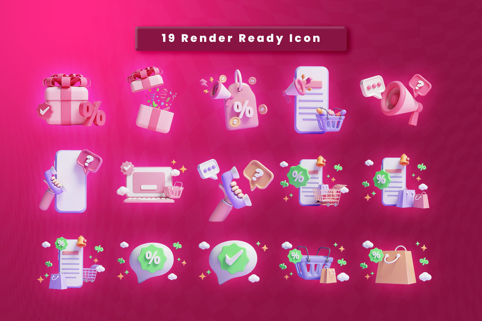 Discount 3d Illustration  Icon Pack 3D model_1