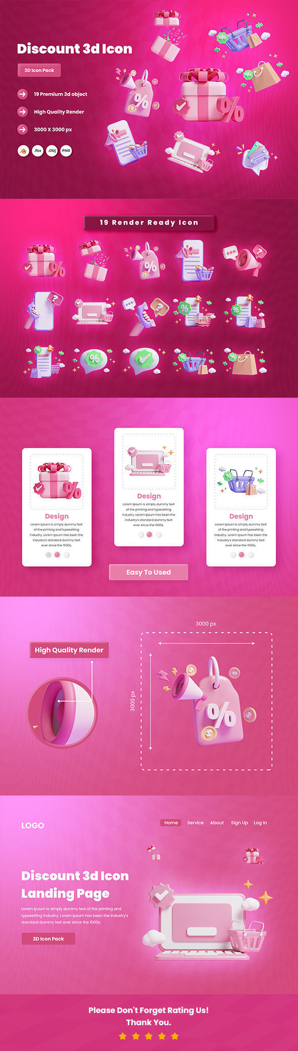 Discount 3d Illustration  Icon Pack 3D model_5