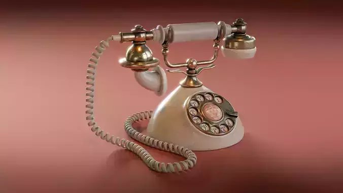 Vintage Rotary Dial Telephone Low-poly 3D model
