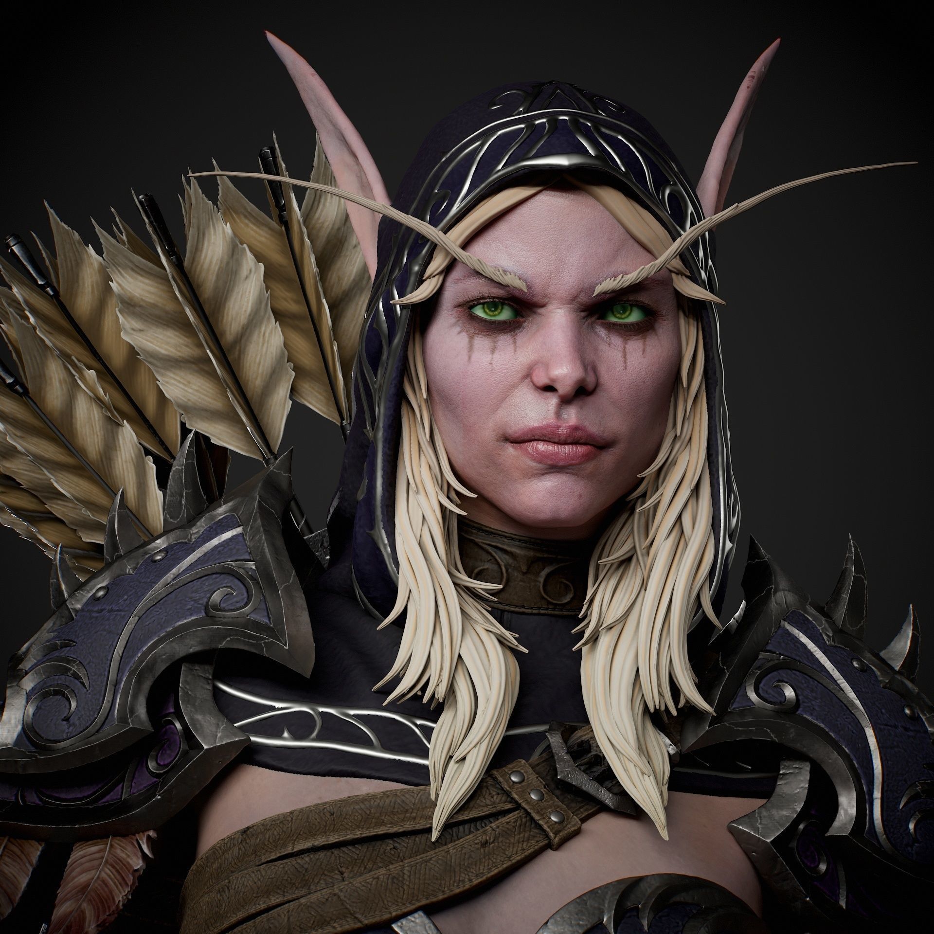 Sylvanas Bust Extreme high detail ready to print 3D print model_8