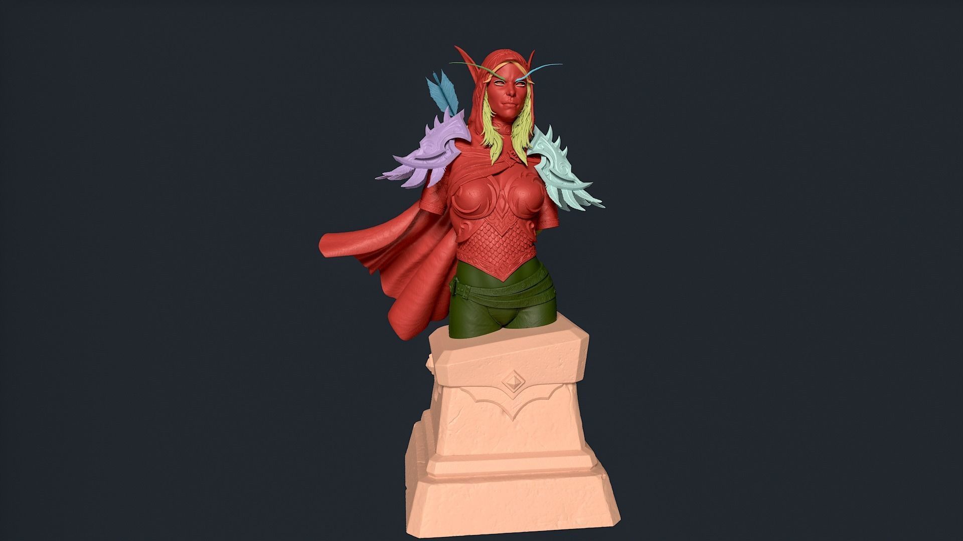 Sylvanas Bust Extreme high detail ready to print 3D print model_44