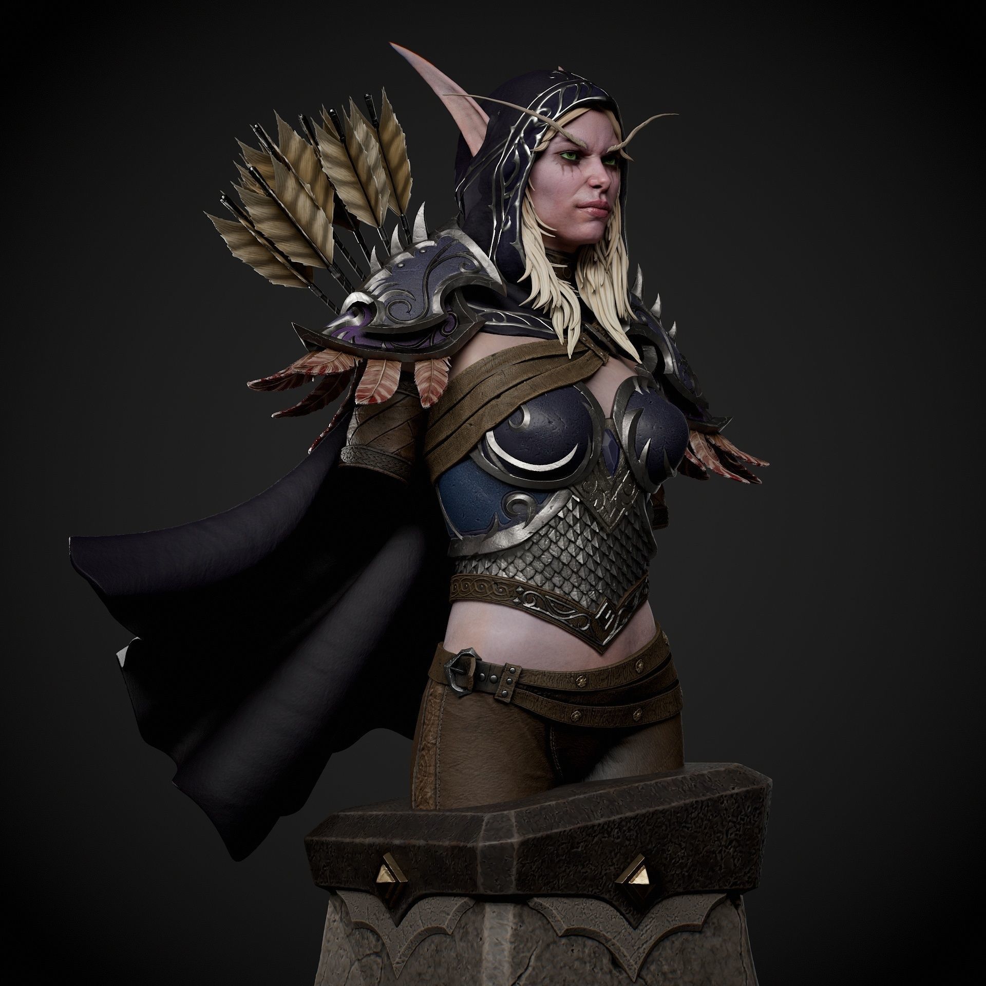 Sylvanas Bust Extreme high detail ready to print 3D print model_16