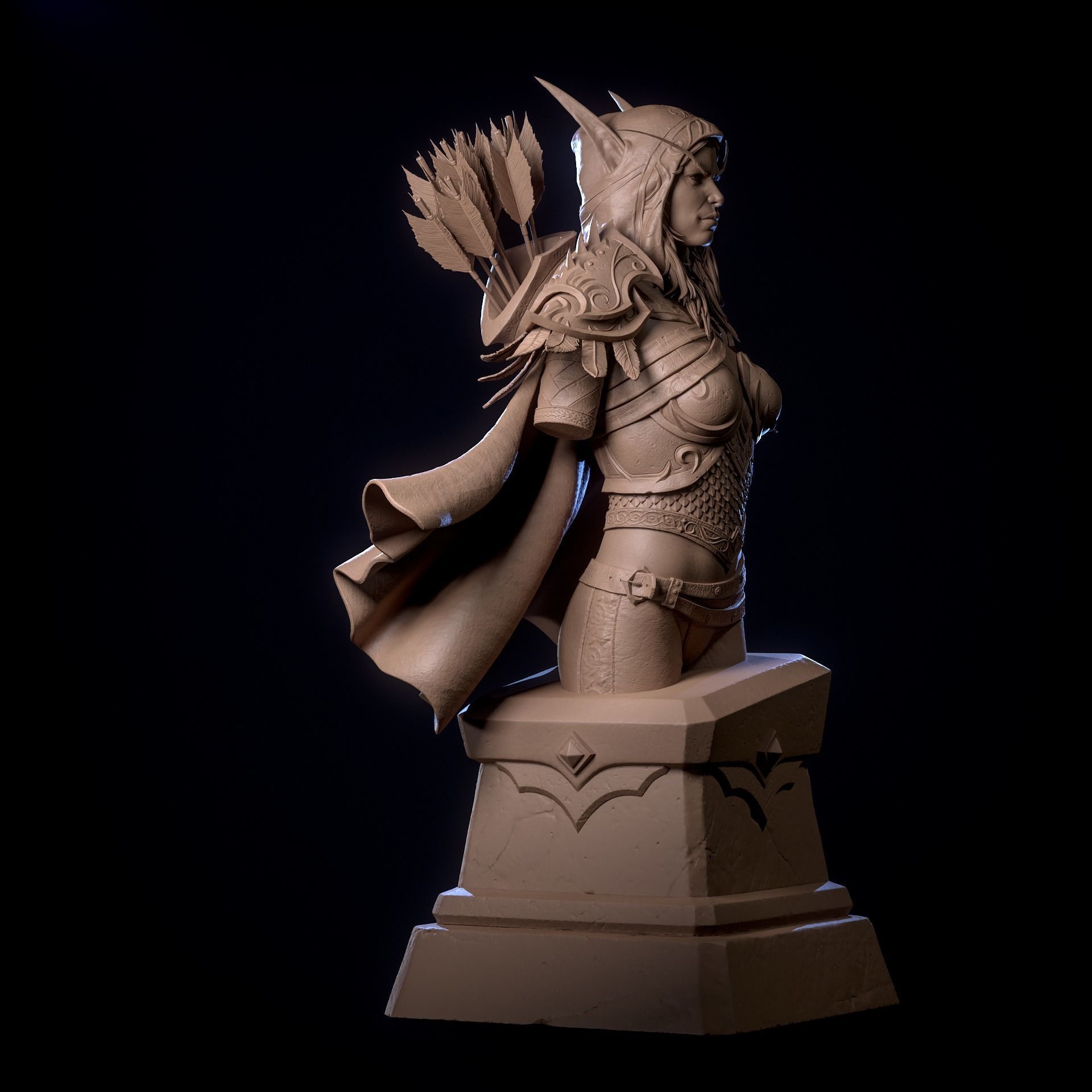 Sylvanas Bust Extreme high detail ready to print 3D print model_38