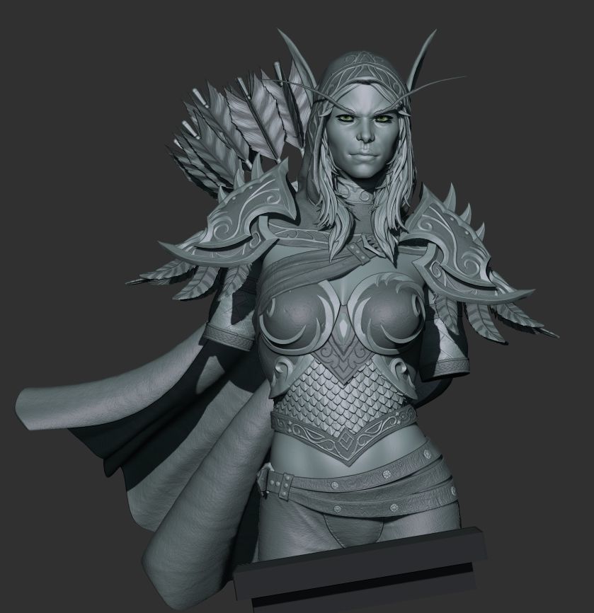 Sylvanas Bust Extreme high detail ready to print 3D print model_29
