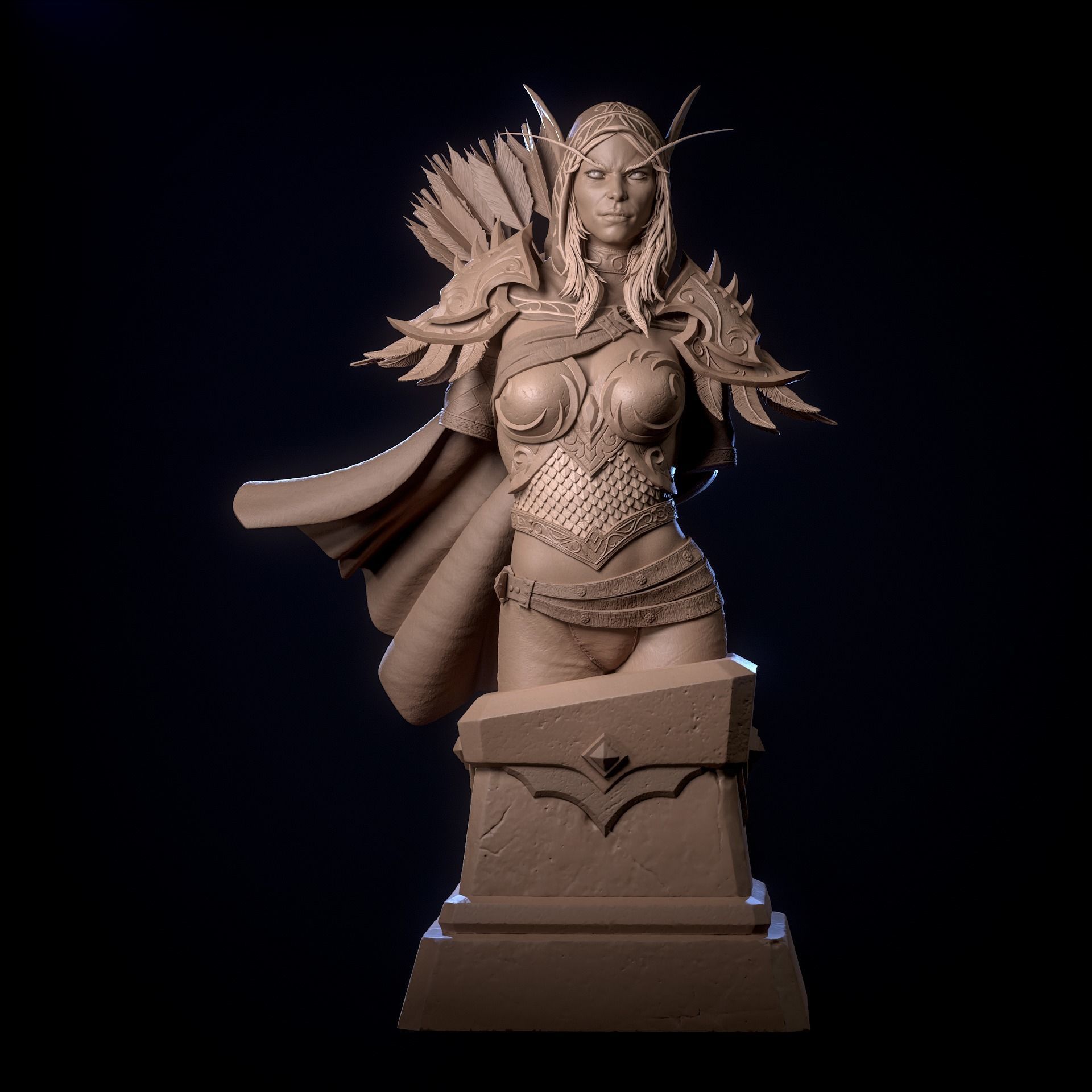 Sylvanas Bust Extreme high detail ready to print 3D print model_41