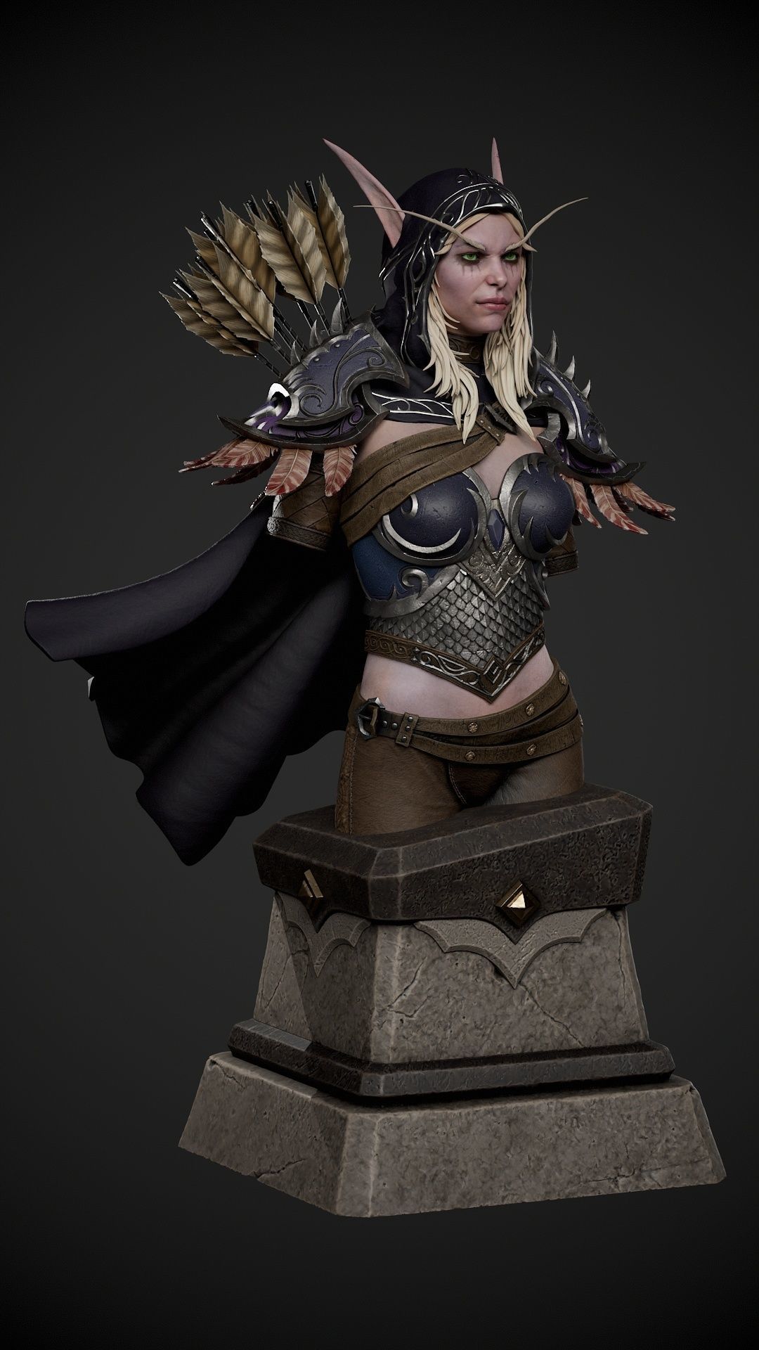 Sylvanas Bust Extreme high detail ready to print 3D print model_4