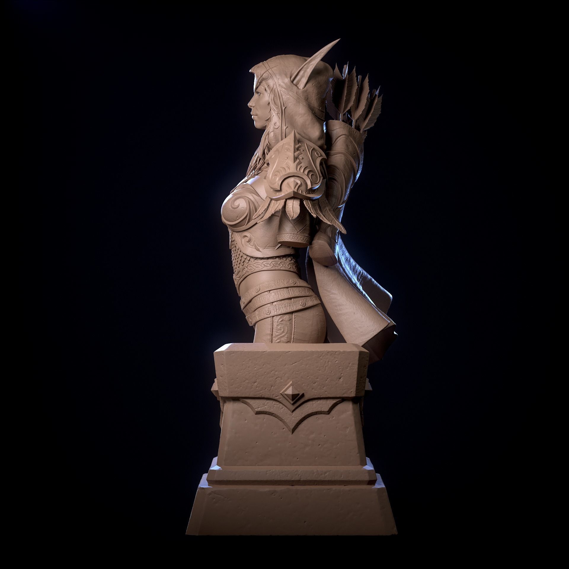 Sylvanas Bust Extreme high detail ready to print 3D print model_40