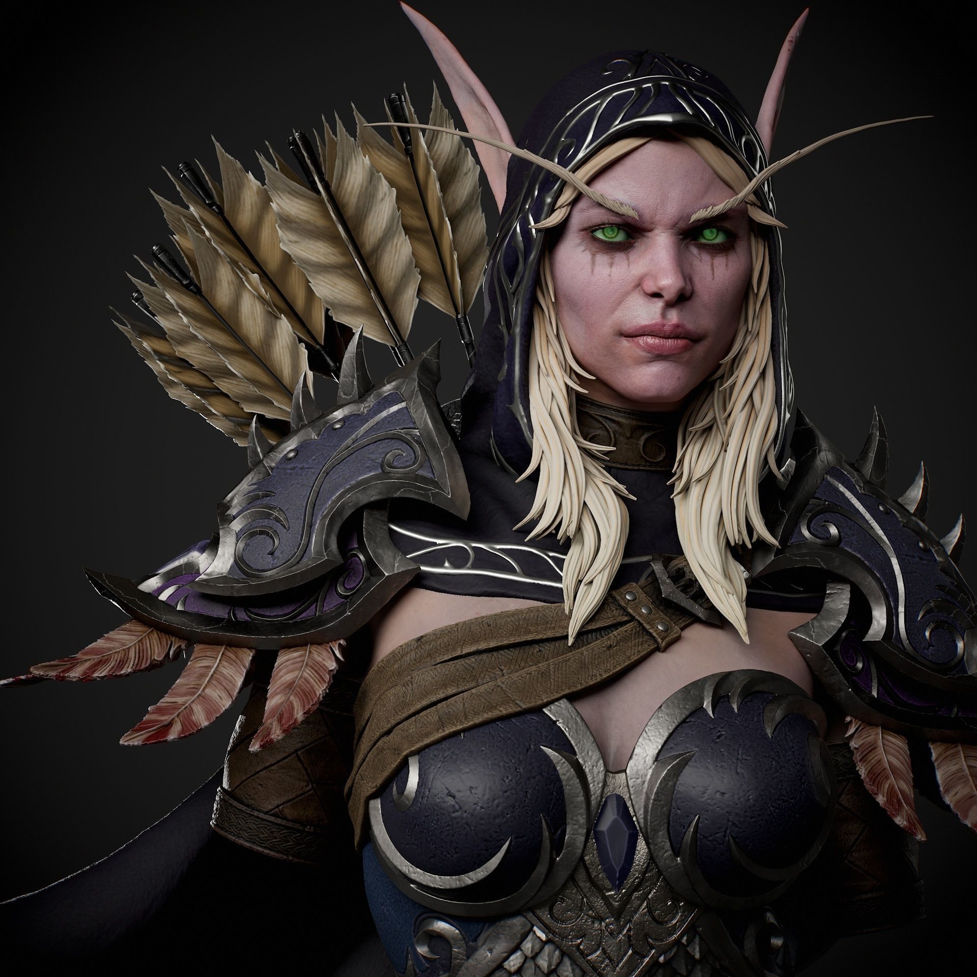 Sylvanas Bust Extreme high detail ready to print 3D print model_24