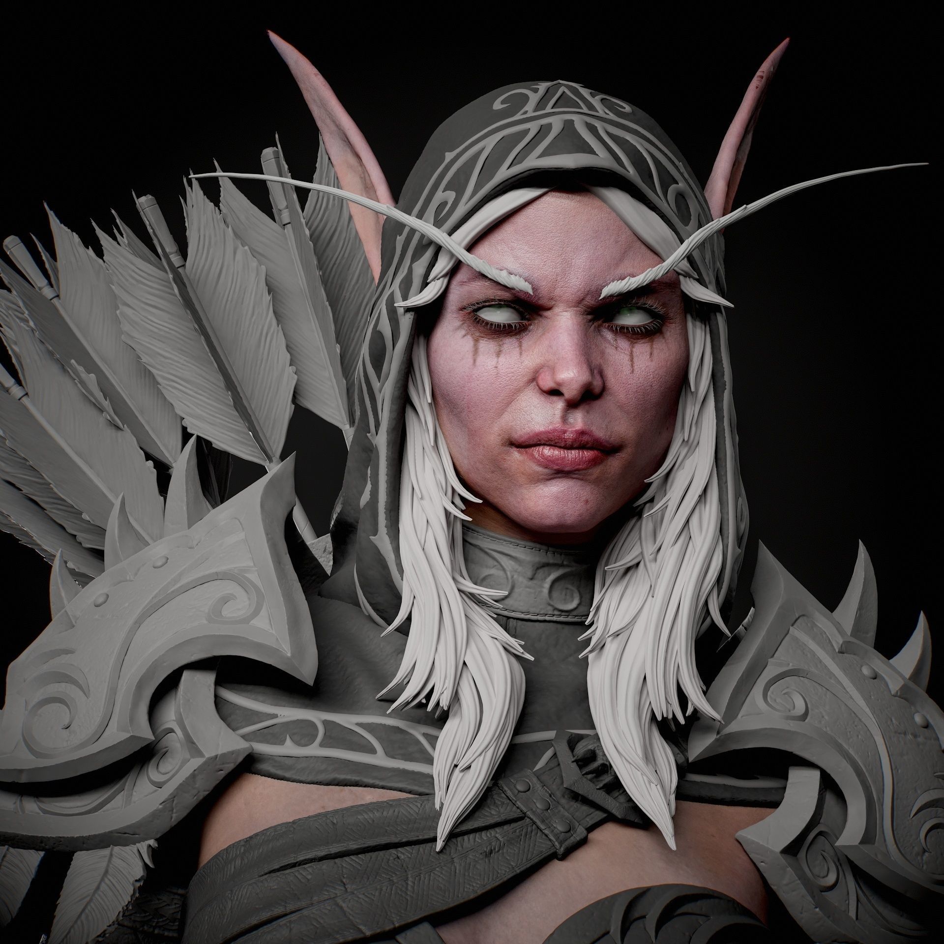 Sylvanas Bust Extreme high detail ready to print 3D print model_9
