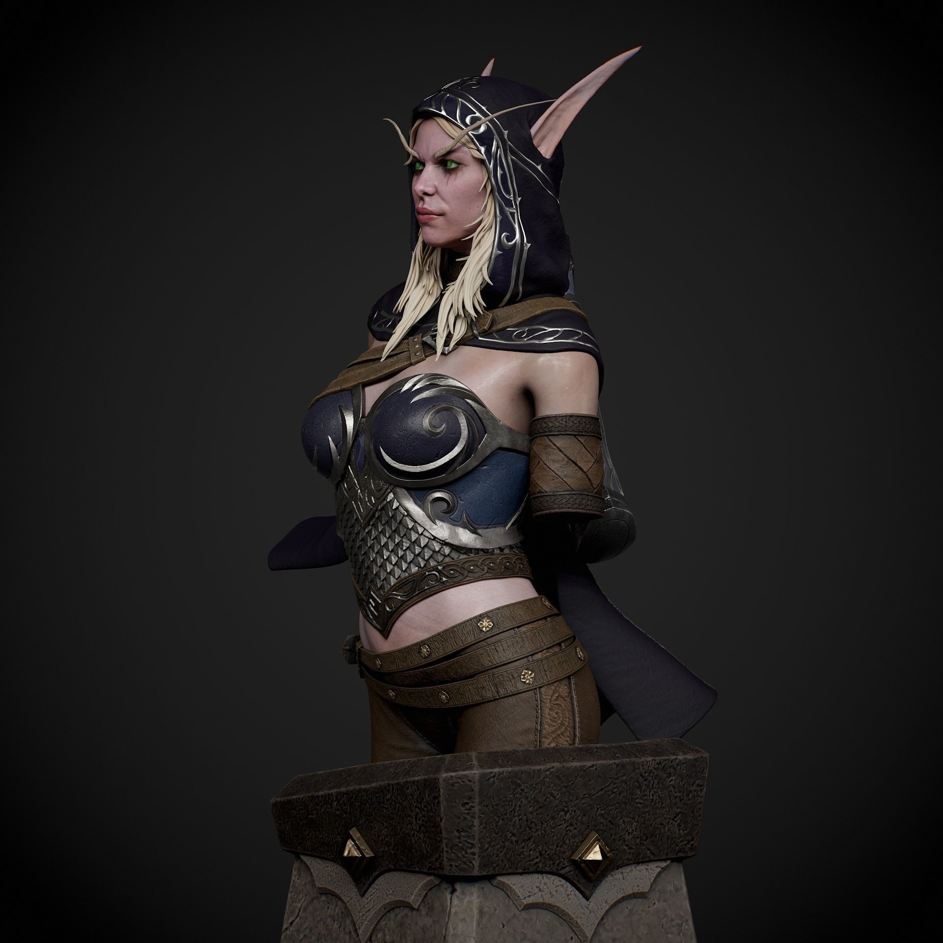 Sylvanas Bust Extreme high detail ready to print 3D print model_25