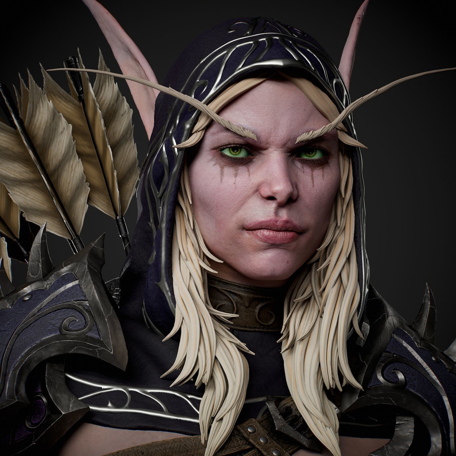 Sylvanas Bust Extreme high detail ready to print 3D print model_15