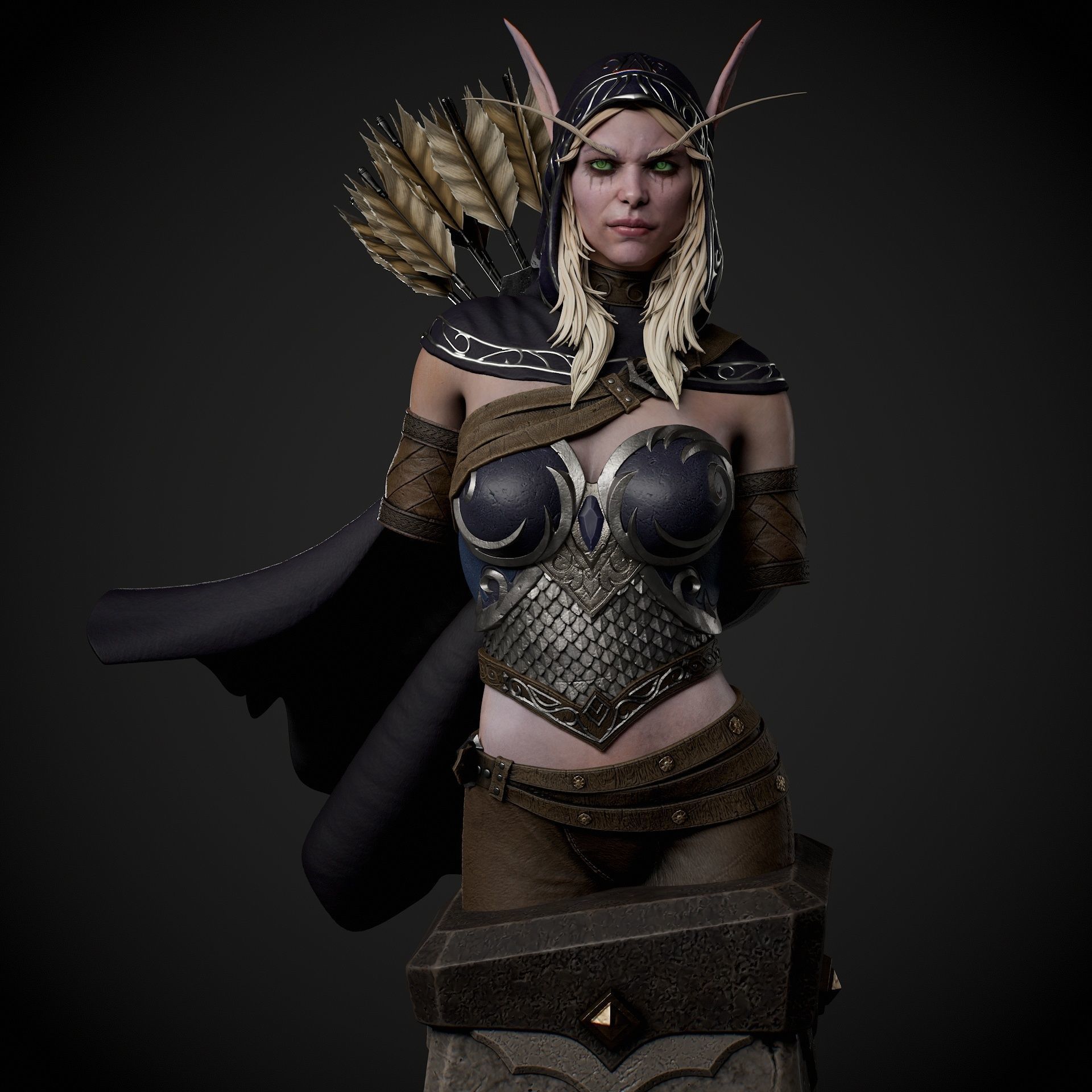 Sylvanas Bust Extreme high detail ready to print 3D print model_13