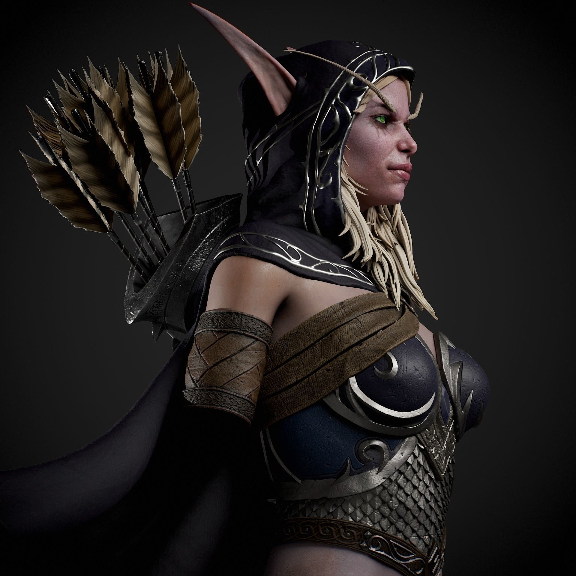 Sylvanas Bust Extreme high detail ready to print 3D print model_26