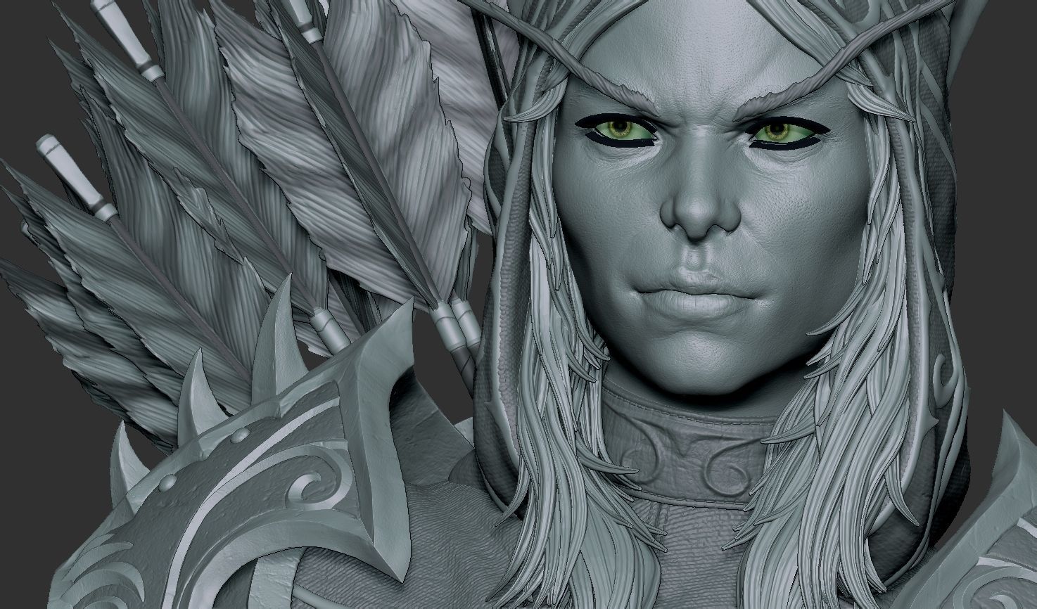 Sylvanas Bust Extreme high detail ready to print 3D print model_32