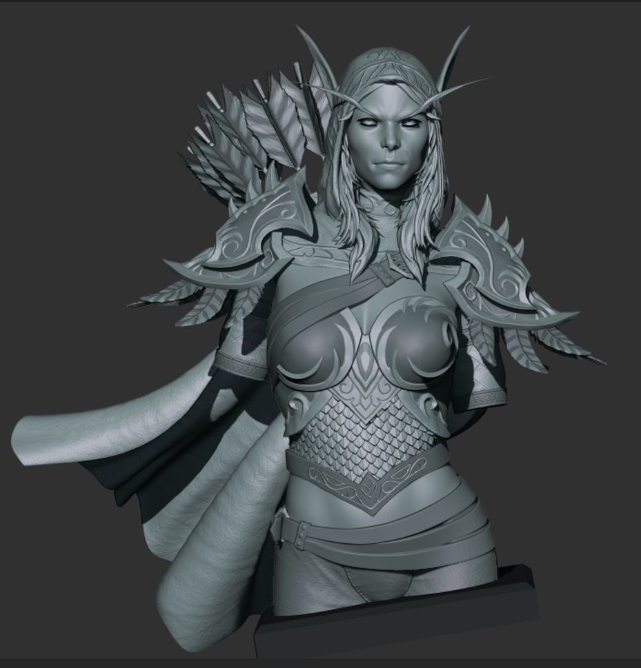 Sylvanas Bust Extreme high detail ready to print 3D print model_42