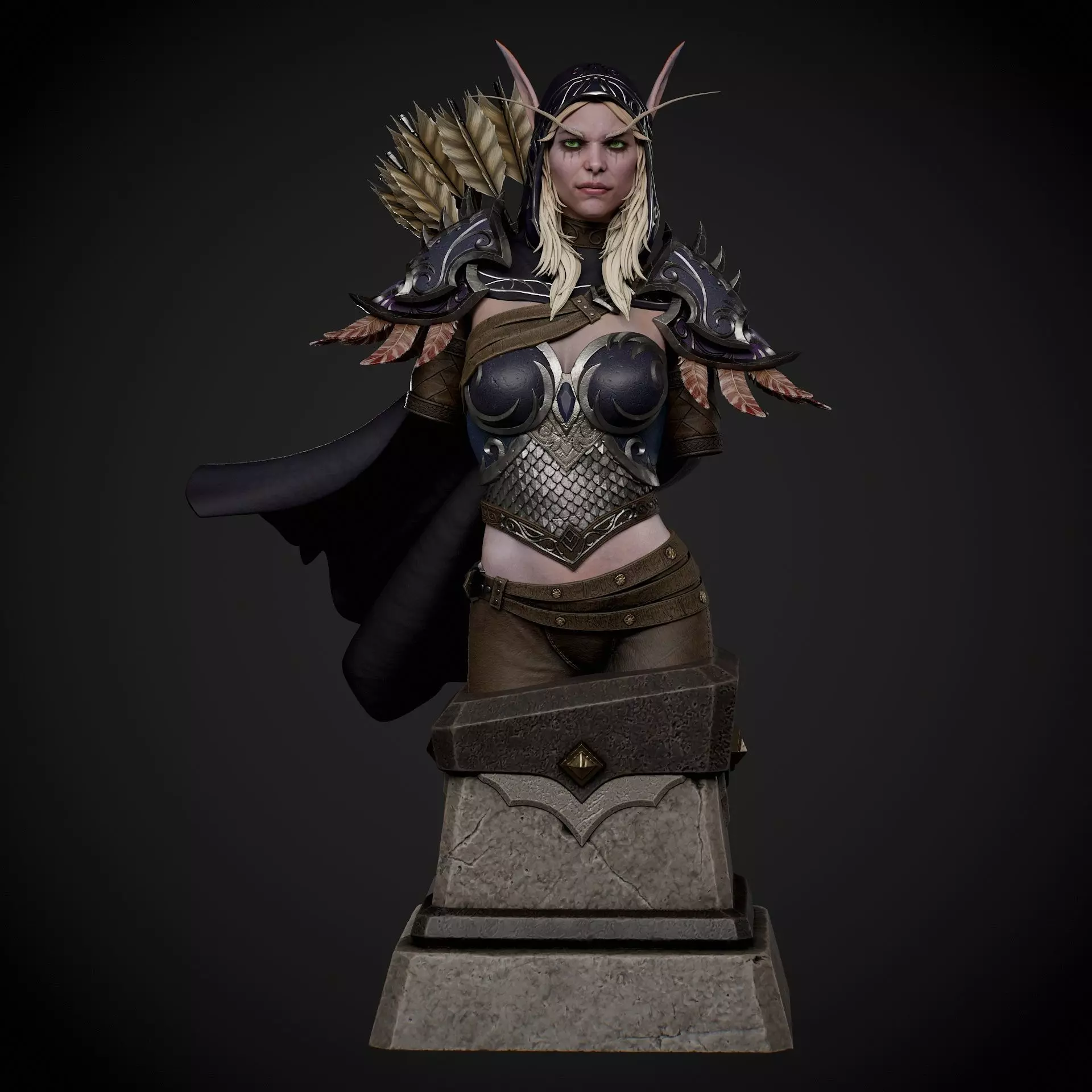 Sylvanas Bust Extreme high detail ready to print 3D print model_0