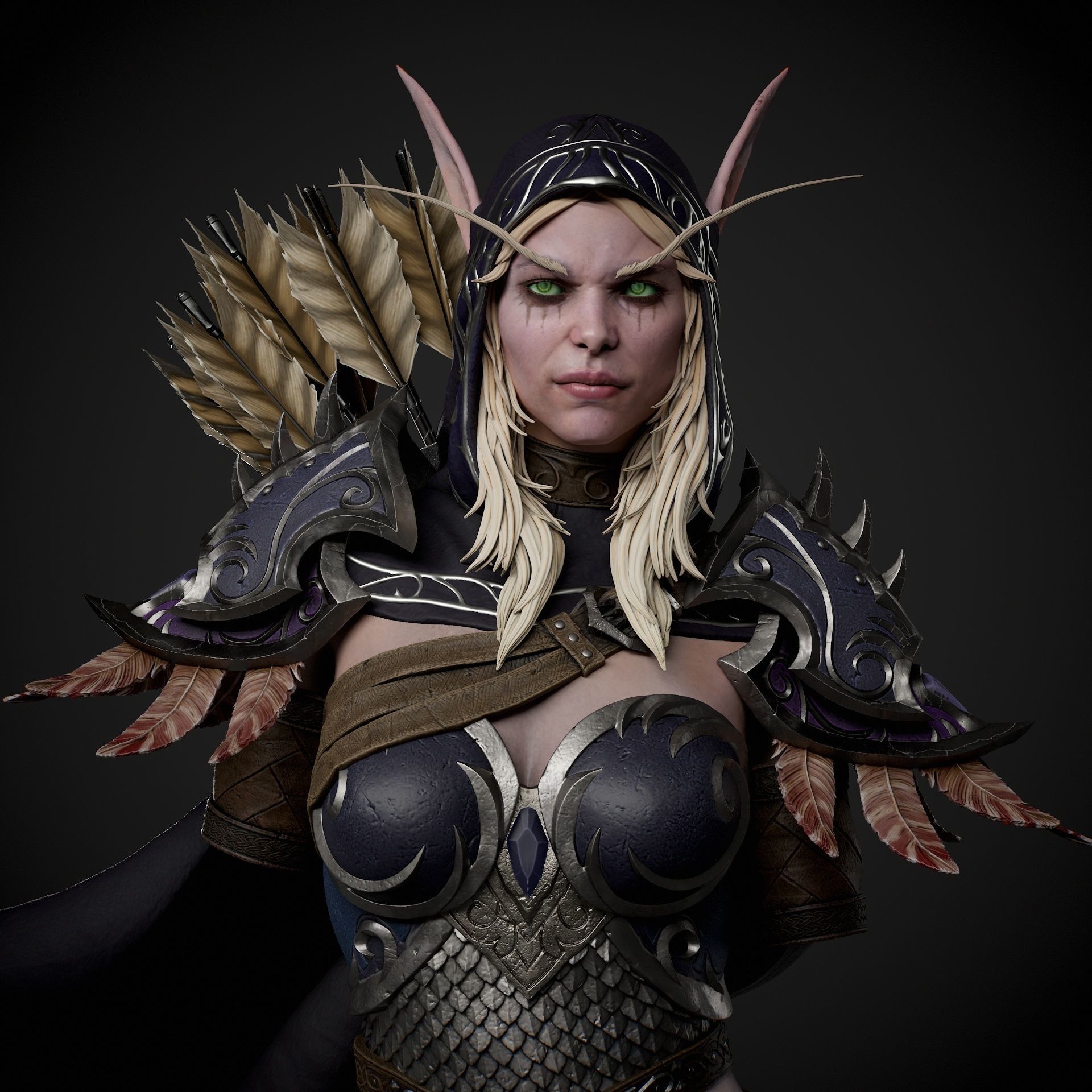 Sylvanas Bust Extreme high detail ready to print 3D print model_11