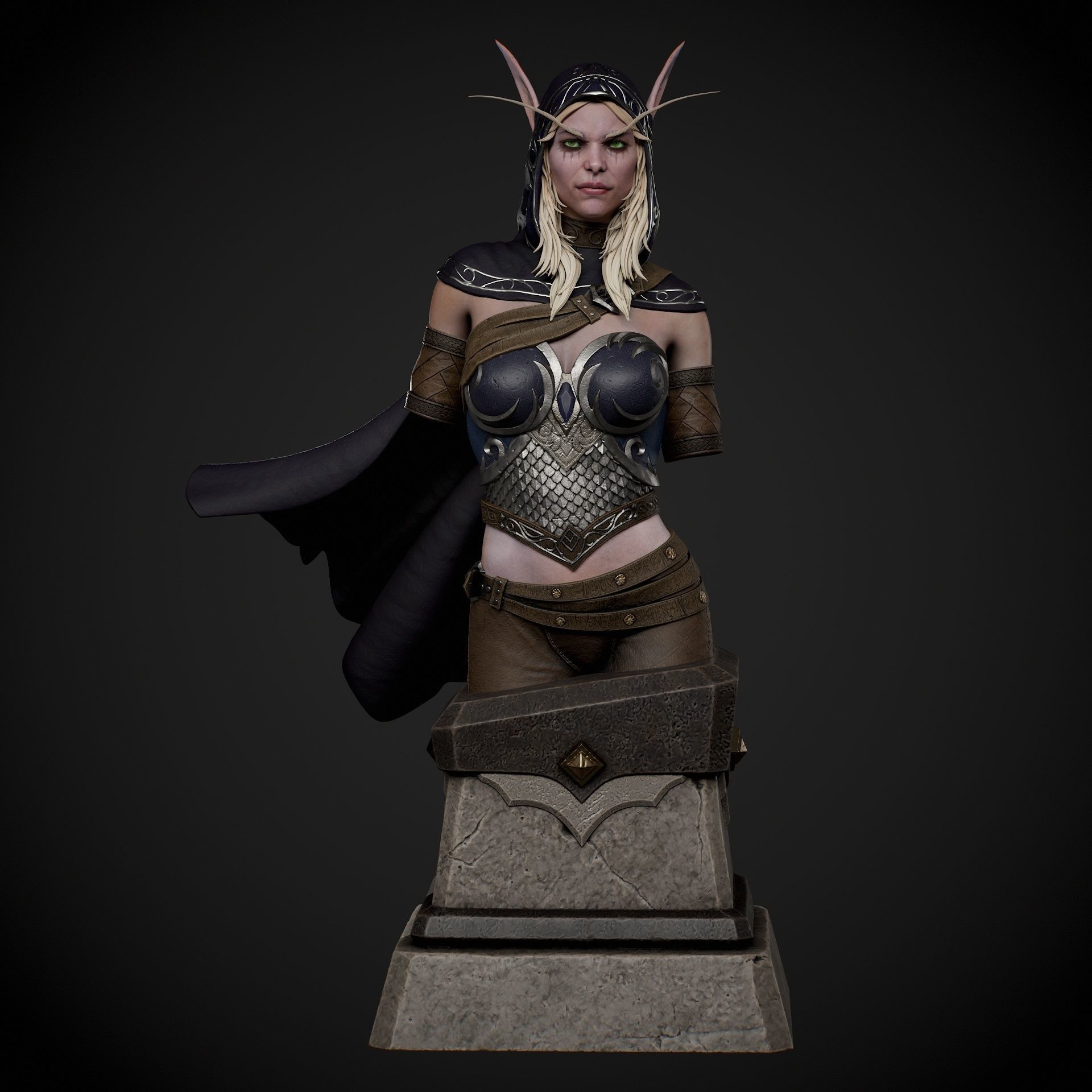 Sylvanas Bust Extreme high detail ready to print 3D print model_12