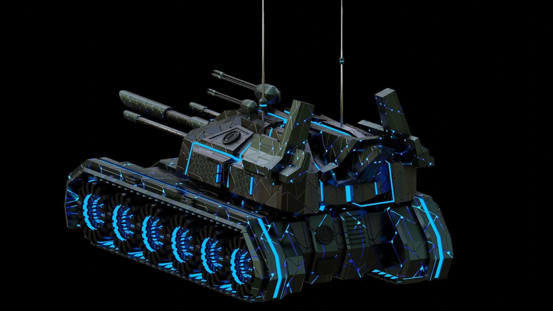 Futuristic tank 3D model_3