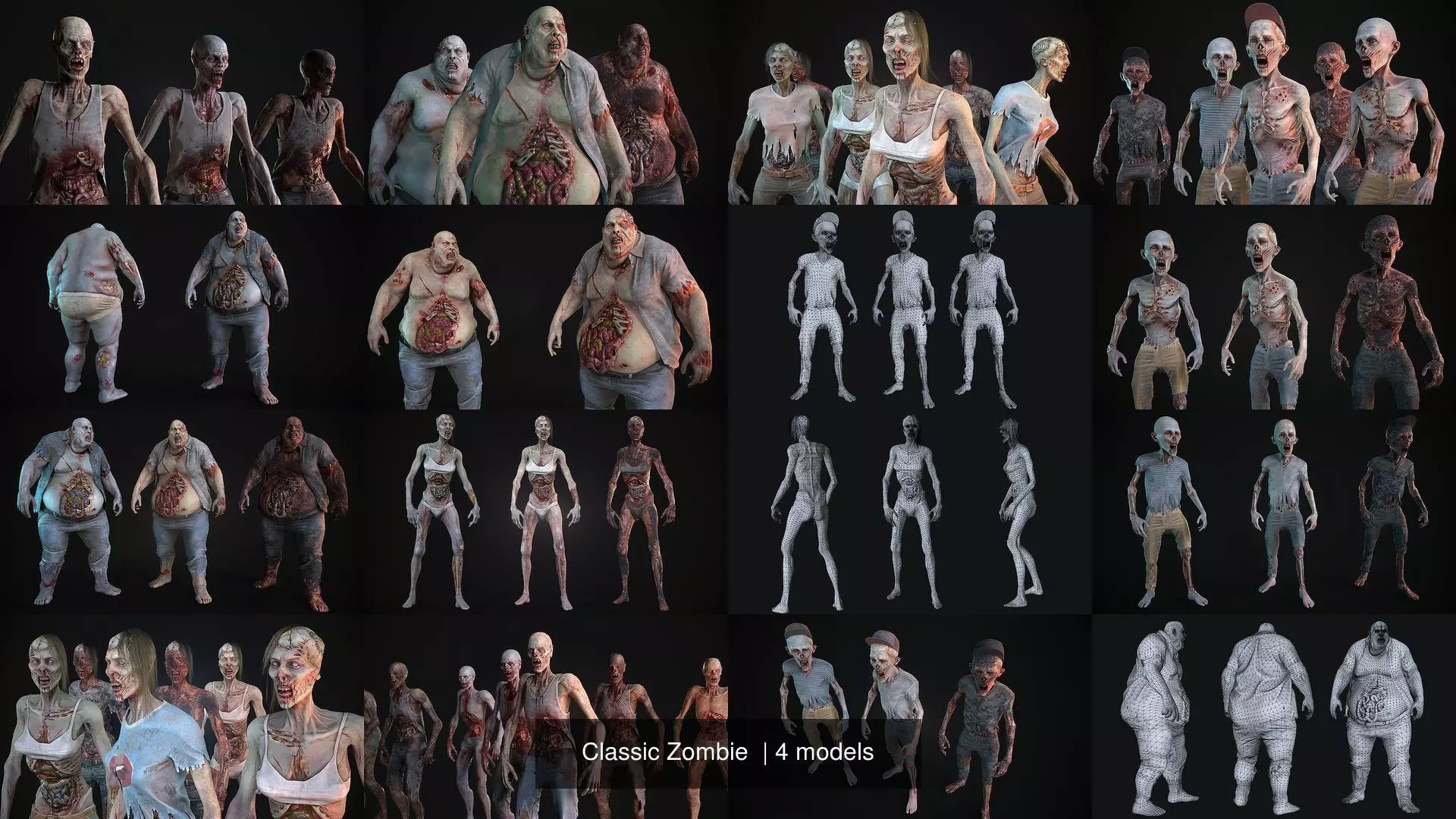 Classic Zombie  3D Model Collection_1