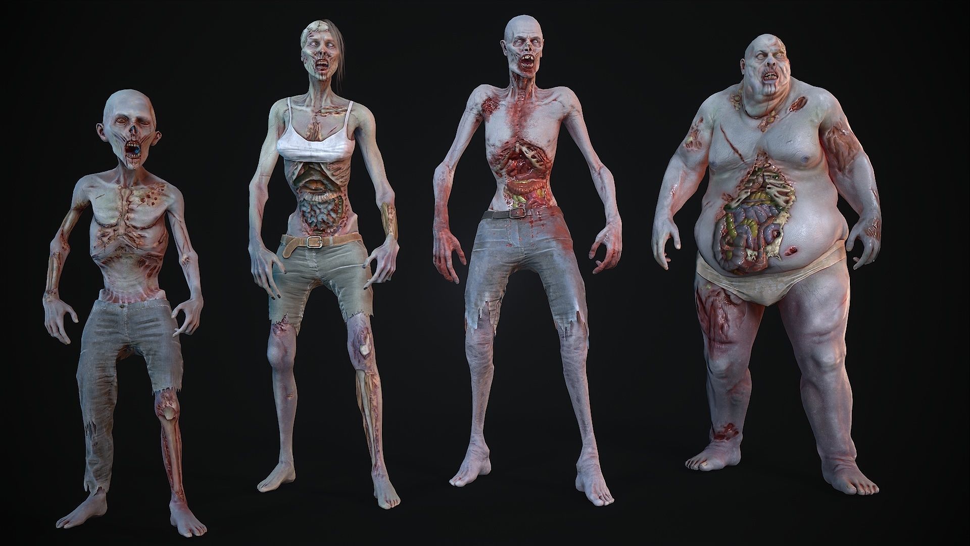 Classic Zombie  3D Model Collection_3