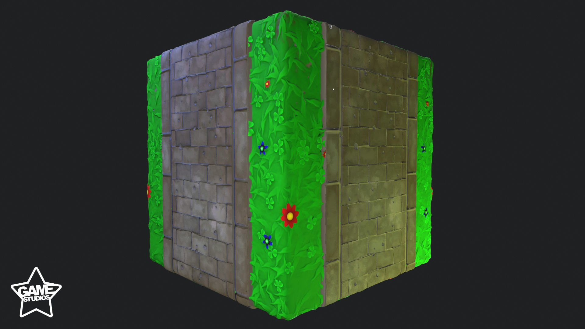 Stylized Stone Pavers With Grass Texture_4